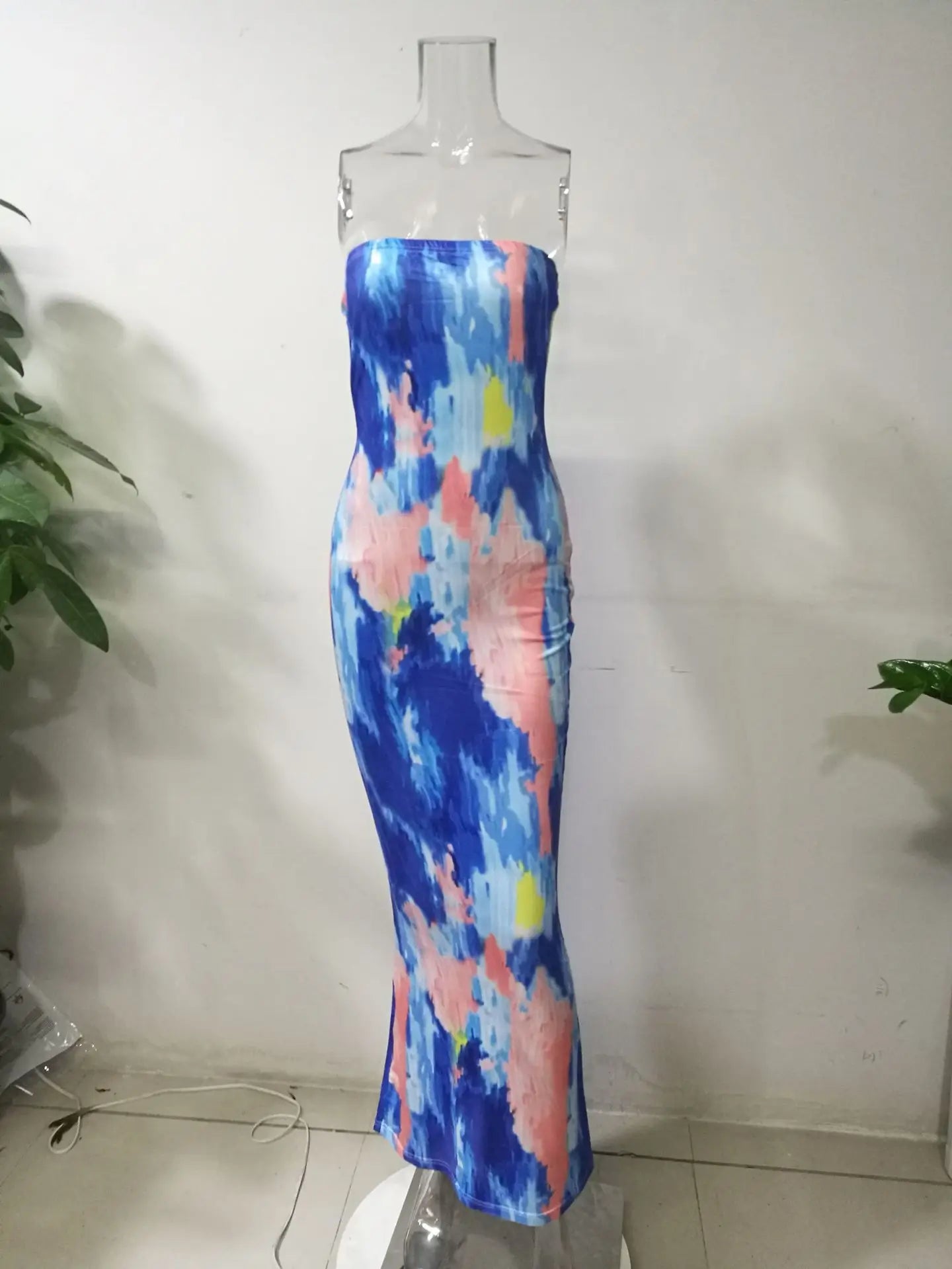 Spring And Summer Dresses For Women Chest Wrap Printed Off Shoulder Bandage Slim Sexy Long Dress New Fashion Party Long Sleeve