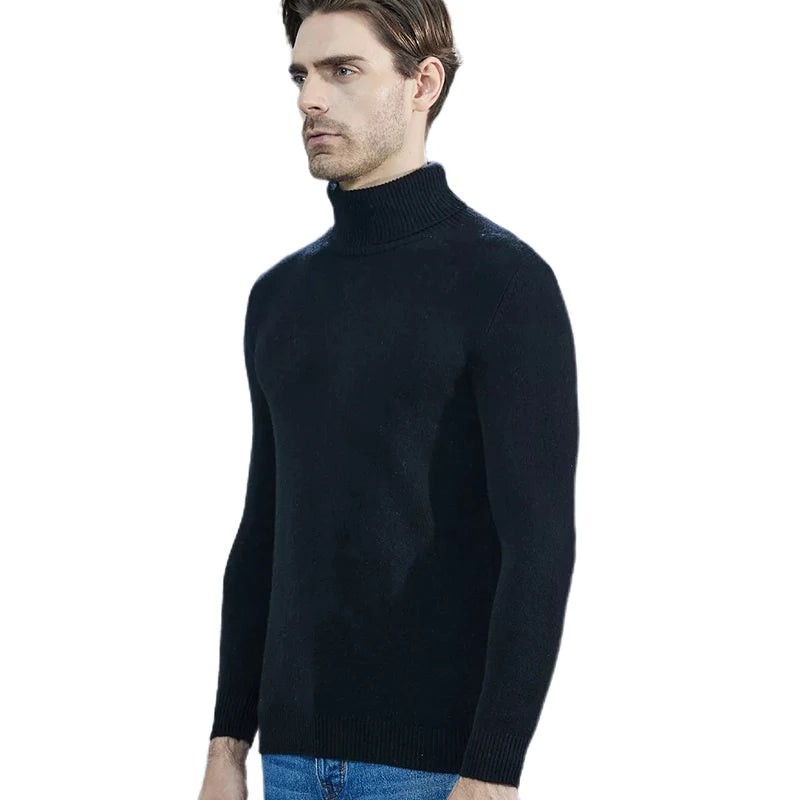 Men Knitted Sweaters Cashmere Sweater 100% Merino Wool Turtleneck Long-Sleeve Thick Pullover Winter Autumn Male Jumpers Clothing
