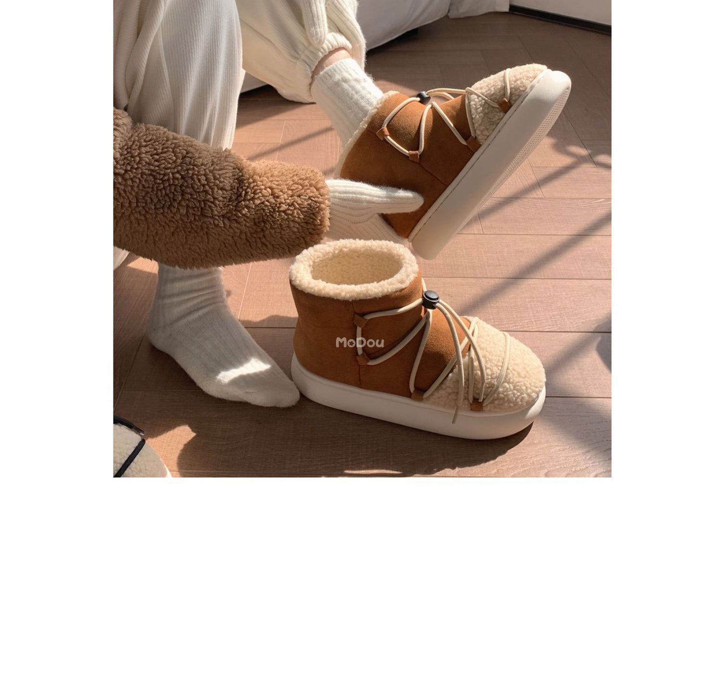 Winter New Warm Snow Boots 2025 Fur Design Women Short Boots Non-slip Light Comfortable Child Home Slippers High Top Shoe