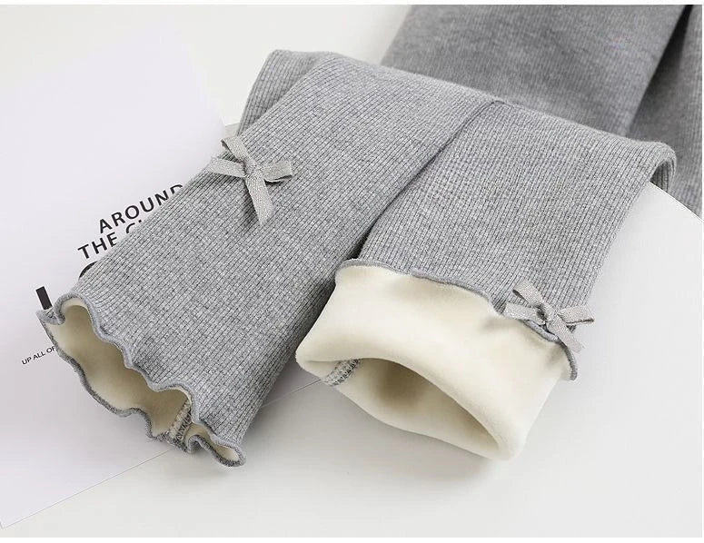Autumn Winter Sweet Girls Legging Pants Kids Thick Warm Trousers Winter Warm Plush Trousers Elastic Waist Leggings Kids Pants