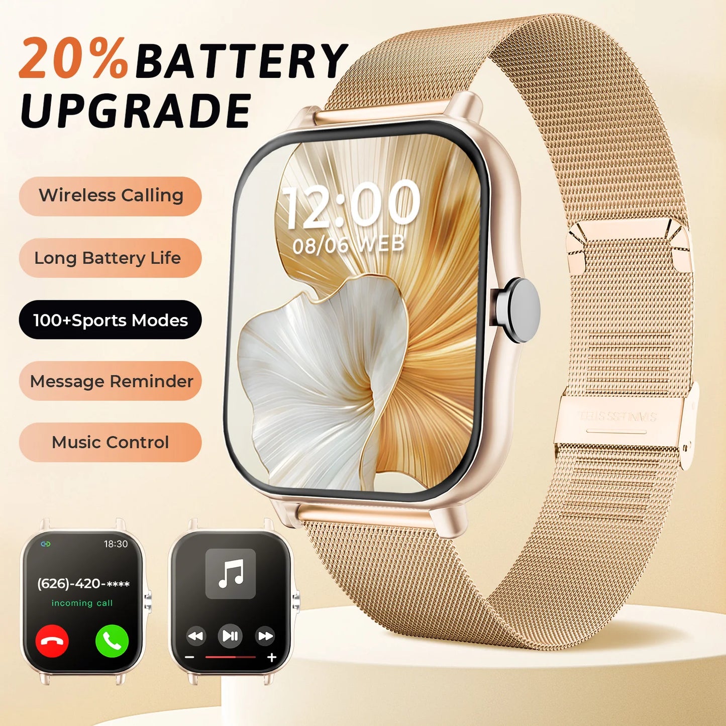 2026 New Smart Watch 1.83 HD Screen Multi-color Watch Strap Bluetooth Call Outdoor Sport Watch For Android/IOS Men Women