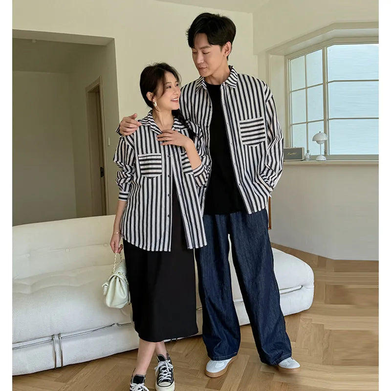 Family Matching Couple Clothes Dad Mom Children Shirts Coat Father Mother Daughter Son Clothing Sets Korean Parent-child Outfit