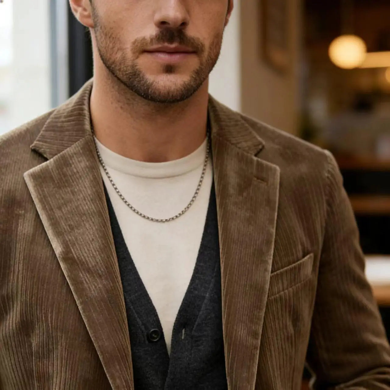 Men's Corduroy Blazer Jacket Casual Double-Sided Snow Cotton Slim Fit Notched Lapel Sport Coat for Business Daily Wear