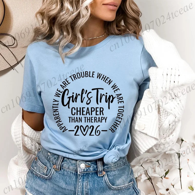 Girls Weekend Tshirt,Girls Trip 2026 T-Shirts，Matching Travel Tees,Besties Women's Clothing，Friendships Making New Memories Top