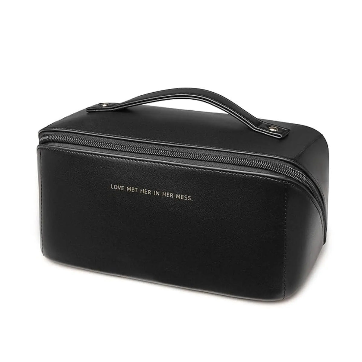 Travel Makeup Bag, Large Capacity Cosmetic Organizer Bags for Women, Waterproof PU Leather Toiletry Bags Wide Open Flat Makeup