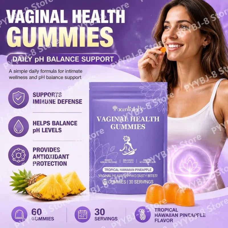 Acentiallabs Vaginal Health Gummies with Bacillus Coagulans and Vitamin C, Supports Immune Defense and PH Balance, 60 Gummies