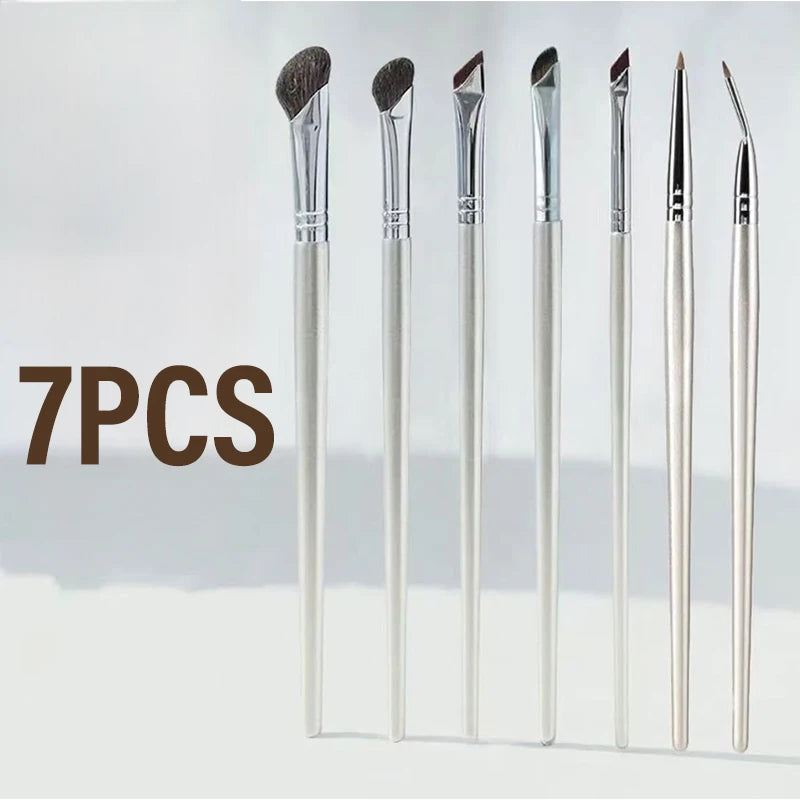 7 Pcs Professional Eye Makeup Brush Set, Bent Angled Eyeliner & Concealer Brush, Under Eye Aegyo Sal Tear Trough Shadow Tool