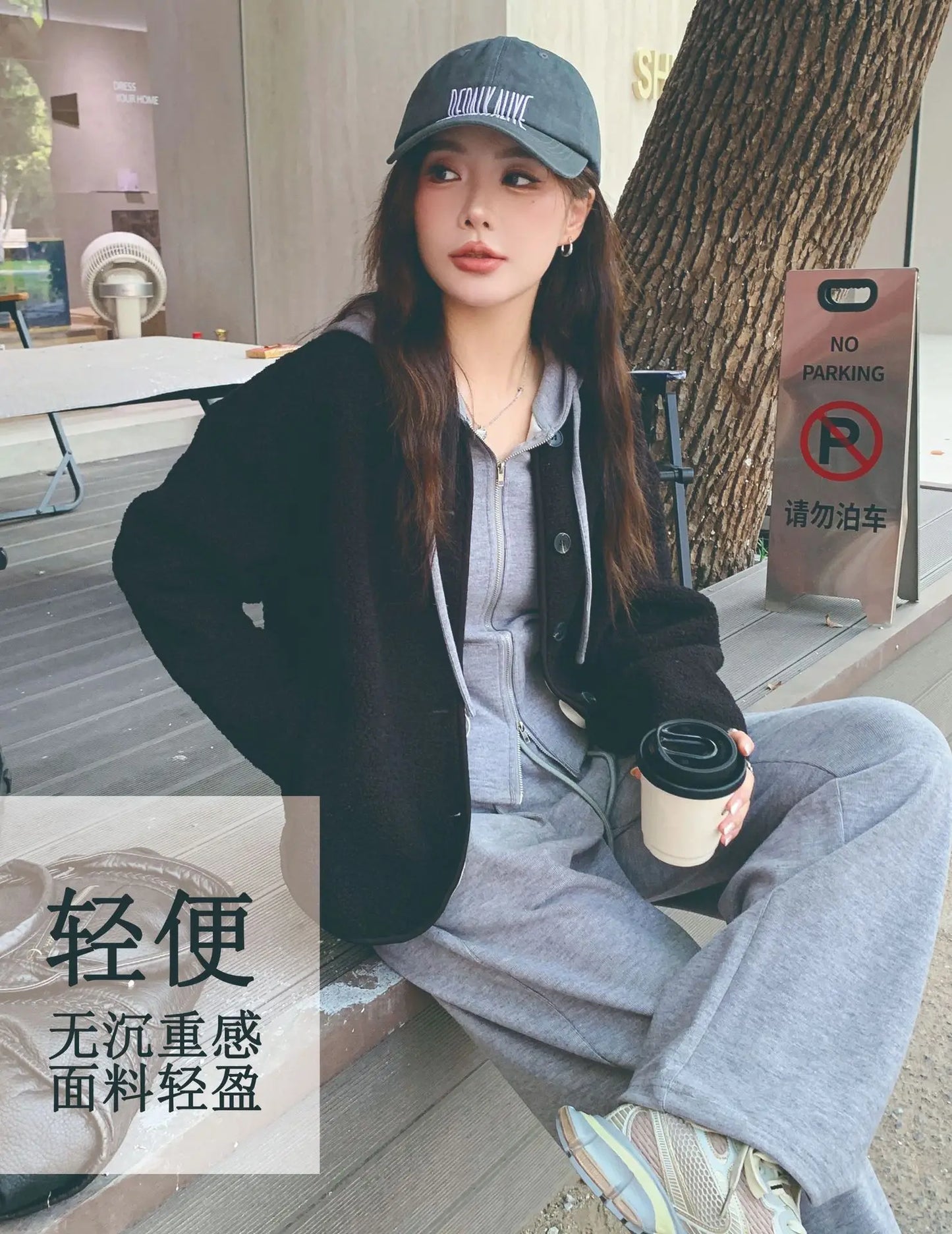 Round Neck Imitation Cashmere Jacket for Women Autumn Winter New Polar Fleece Casual Cardigan Long-sleeved Loose Top