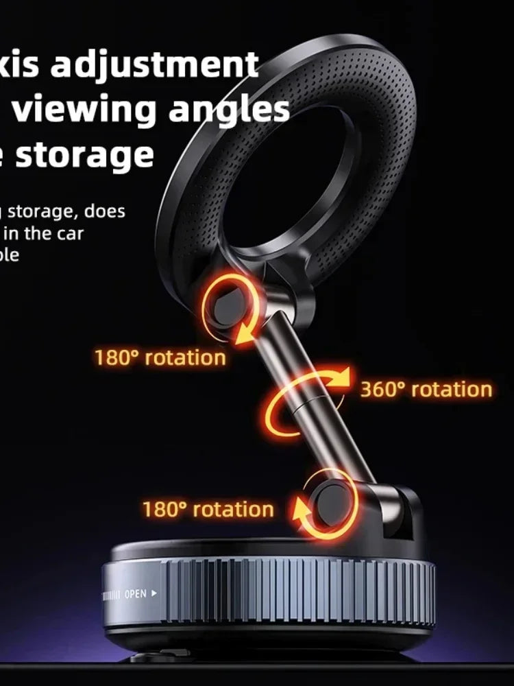 Rotating Folding Magnetic Phone Holder Vacuum Suction Mag Stand for Car Navigation Gym Kitchen - Universal GPS Streaming Bracket