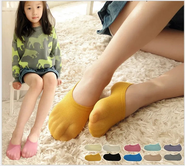 5 pares de calcetines para niños de verano, calcetines cortos invisibles súper elásticos de color caramelo para niños y niñas, algodón suave de verano