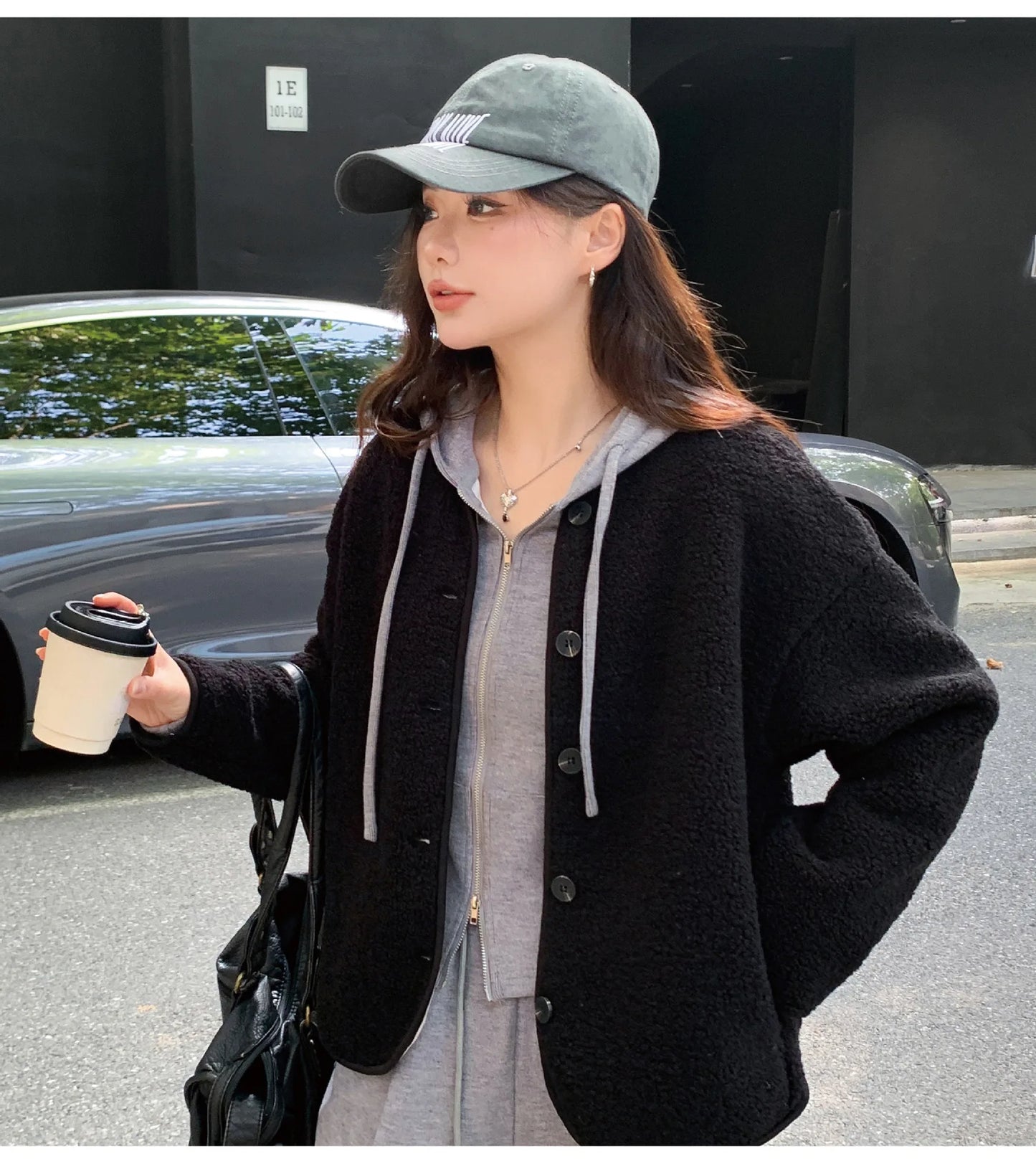 Round Neck Imitation Cashmere Jacket for Women Autumn Winter New Polar Fleece Casual Cardigan Long-sleeved Loose Top