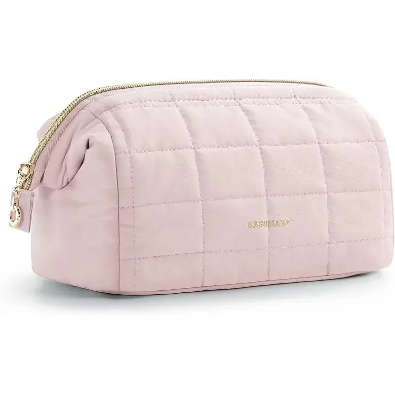 Makeup Bag Travel Toiletry Bag Puffy Padded Make Up Bags Wide Open Pouch Purse Travel Essentials Toiletries Accessories Brushes