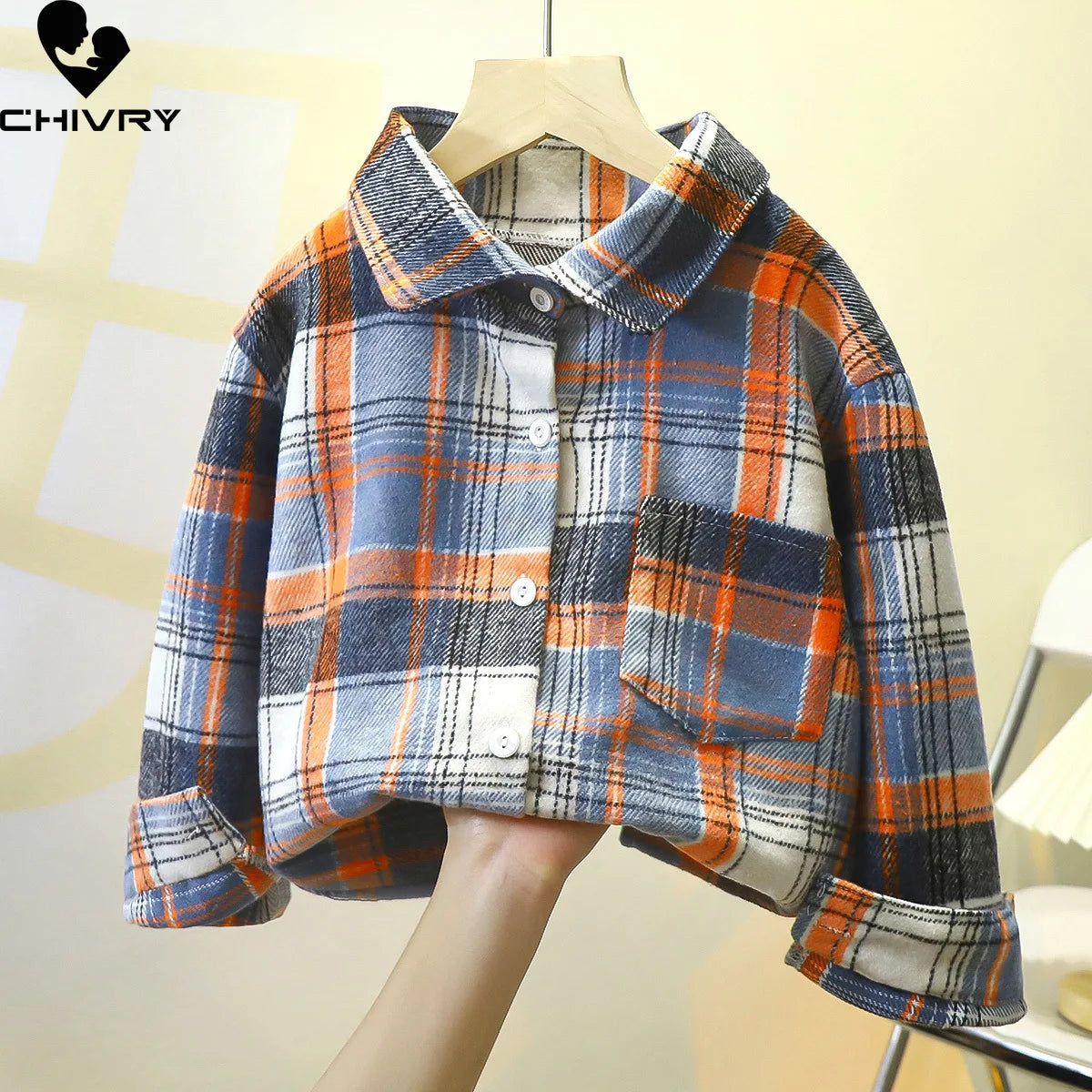 Boys Classic Plaid Striped Shirts Coat New 2024 Spring Autumn Vintage Kids Baby Long Sleeve Lapel Casual Shirt Tops Clothing