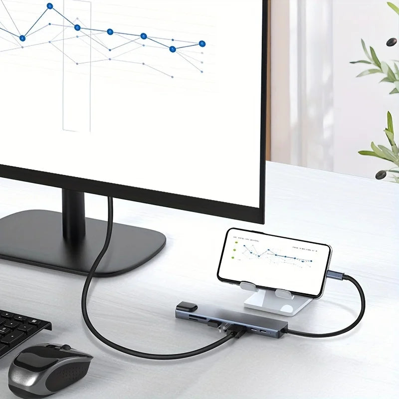 8-In-1 Type C Docking Station, Featuring a USB C Hub with RJ45 And PD Ports