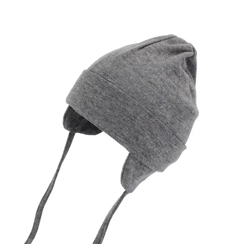 Gorro para bebé de otoño e invierno, gorro de Color sólido con protección para los oídos, gorro cálido para niño pequeño, gorro de algodón suave para niños y niñas, gorro con orejeras