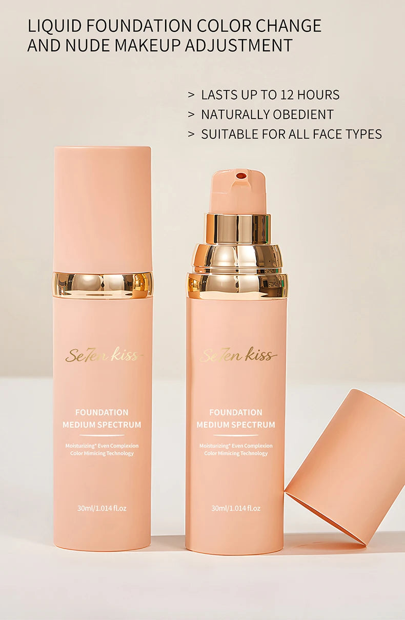 Color Changing Liquid Foundation, Waterproof and Sweat Resistant, Durable Formula, Light Fitting, Natural Makeup Effect