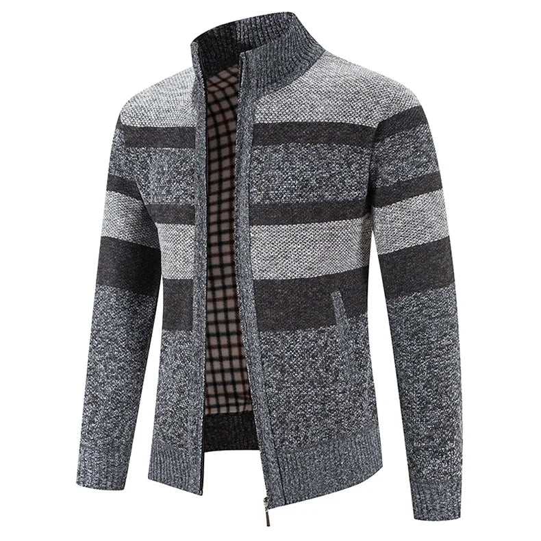 Autumn Winter Sweater Men Warm Cashmere Cotton Blended Pullovers Cardigan Men Fashion Casual Stand Collar Breathable Men Jackets