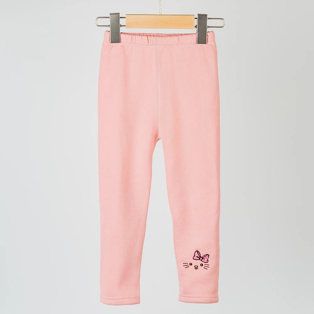 Girls Winter Fleece-lined Leggings Thermal Tights for Outdoor Wear Thickened Warm Pants Multi-Color Cute Patterns