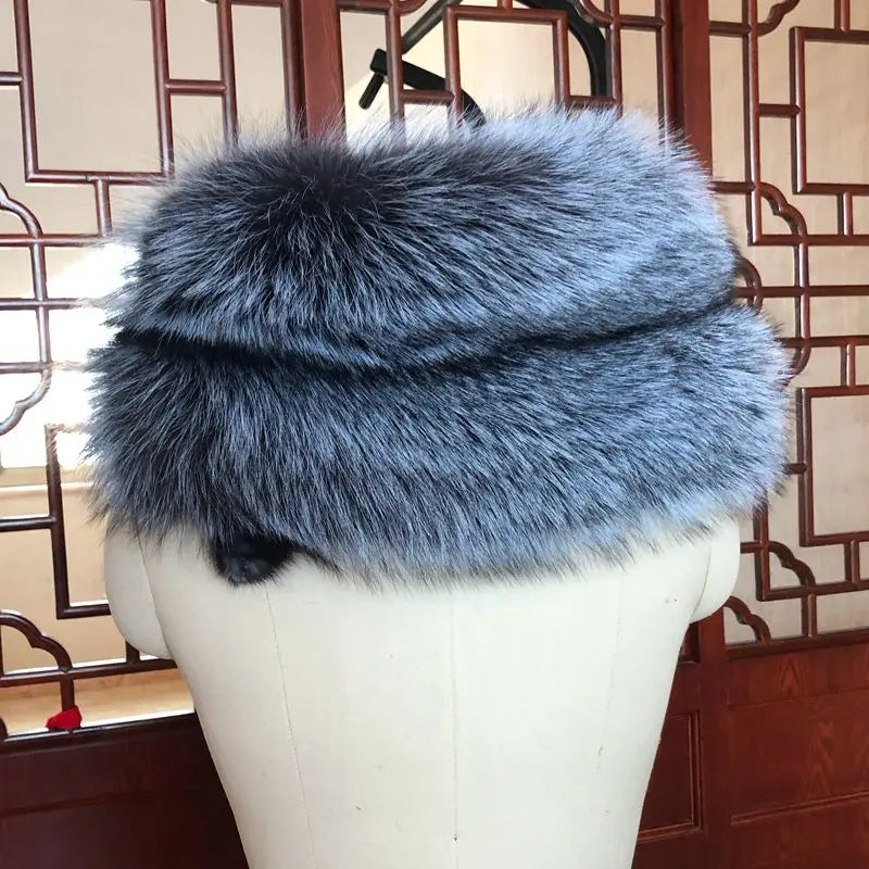 Winter Warm Large Real Fox Fur Collar Natural Fur Coat Scarves Luxury Women Men Jackets Hood Shawl Decor Female Neck Scarf Wraps