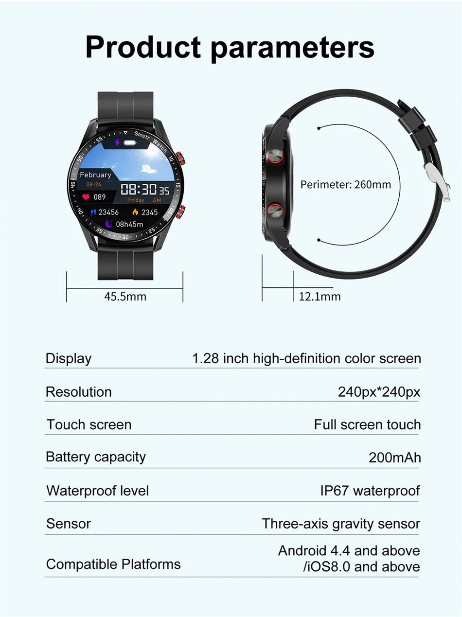ECG+PPG Bluetooth Call Smart WatchMen Health Heart Rate Blood PressureFitness Sports Watches Man SportsWaterproof Smartwatch