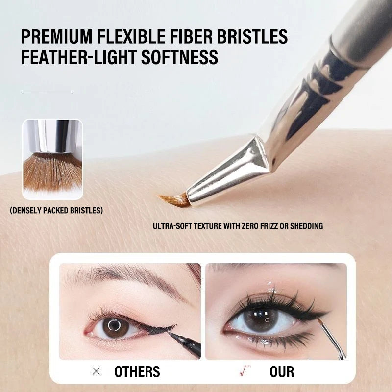 7 Pcs Professional Eye Makeup Brush Set, Bent Angled Eyeliner & Concealer Brush, Under Eye Aegyo Sal Tear Trough Shadow Tool