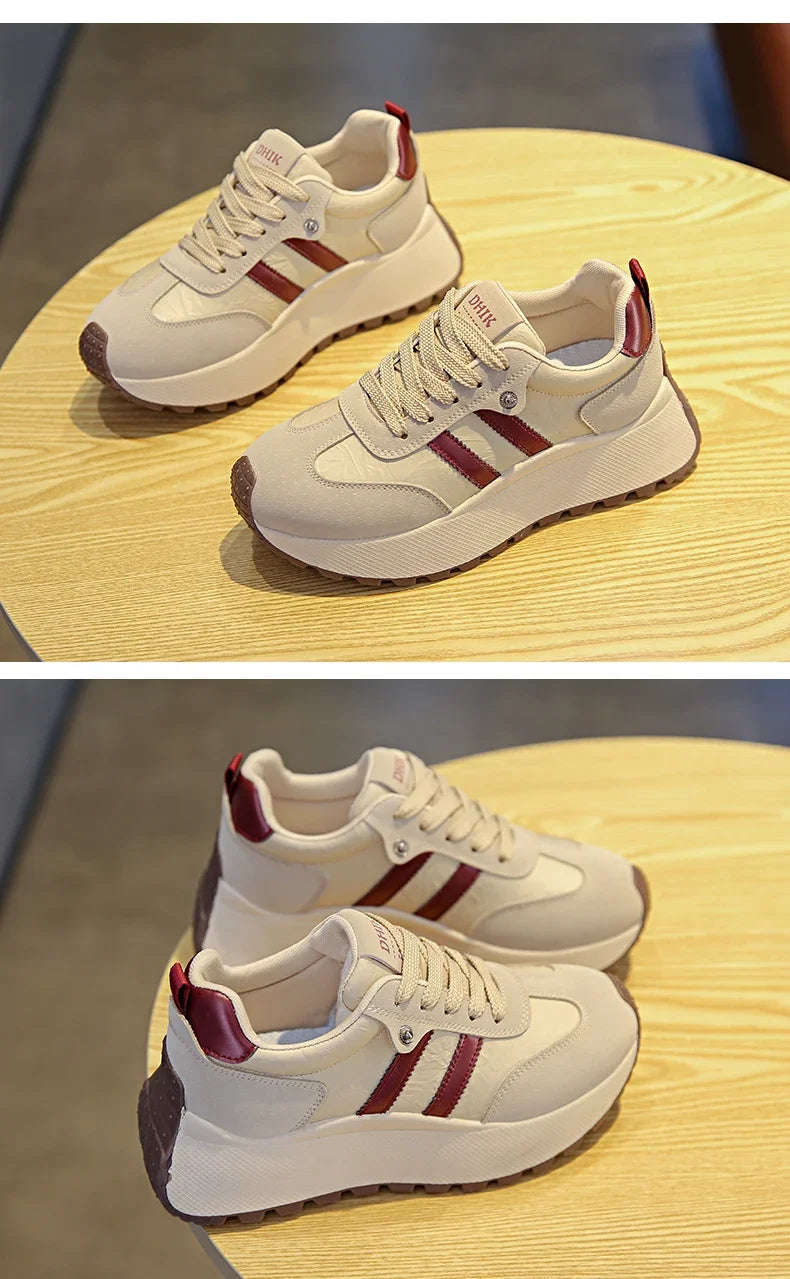Moipheng Women Shoes Breathable Lace Up Platform Sneakers Lightweight Outdoor Training Sport Shoes Casual Running Sneaker Tenis