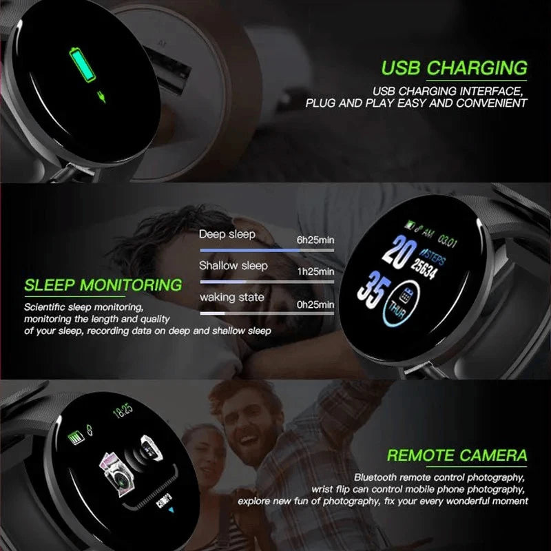 D18 Macaron Real Stepcount B41 Smart Watch Exercise Stepcount Connected Smartwatches For Men And Women Available Android Phone