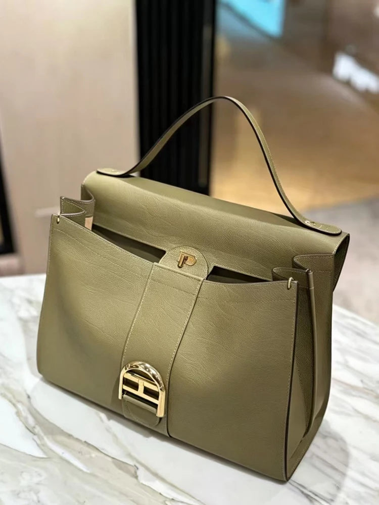 2026 Luxury Brand Genuine Leather Women Shoulder Bags Fashion Gold Buckle Women Handbags Top Quality Solid Crossbody Bags Woman