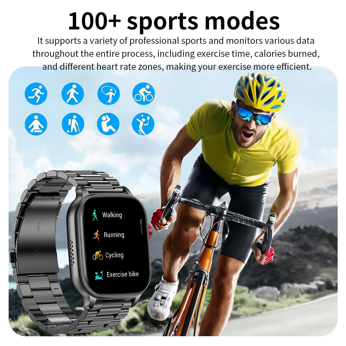 LIGE New Smart Watch Men Women 1400mAh Ultra Battery 2.01Inch HD Screen LED Flashlight IP68 Waterproof Bluetooth Call SmartWatch