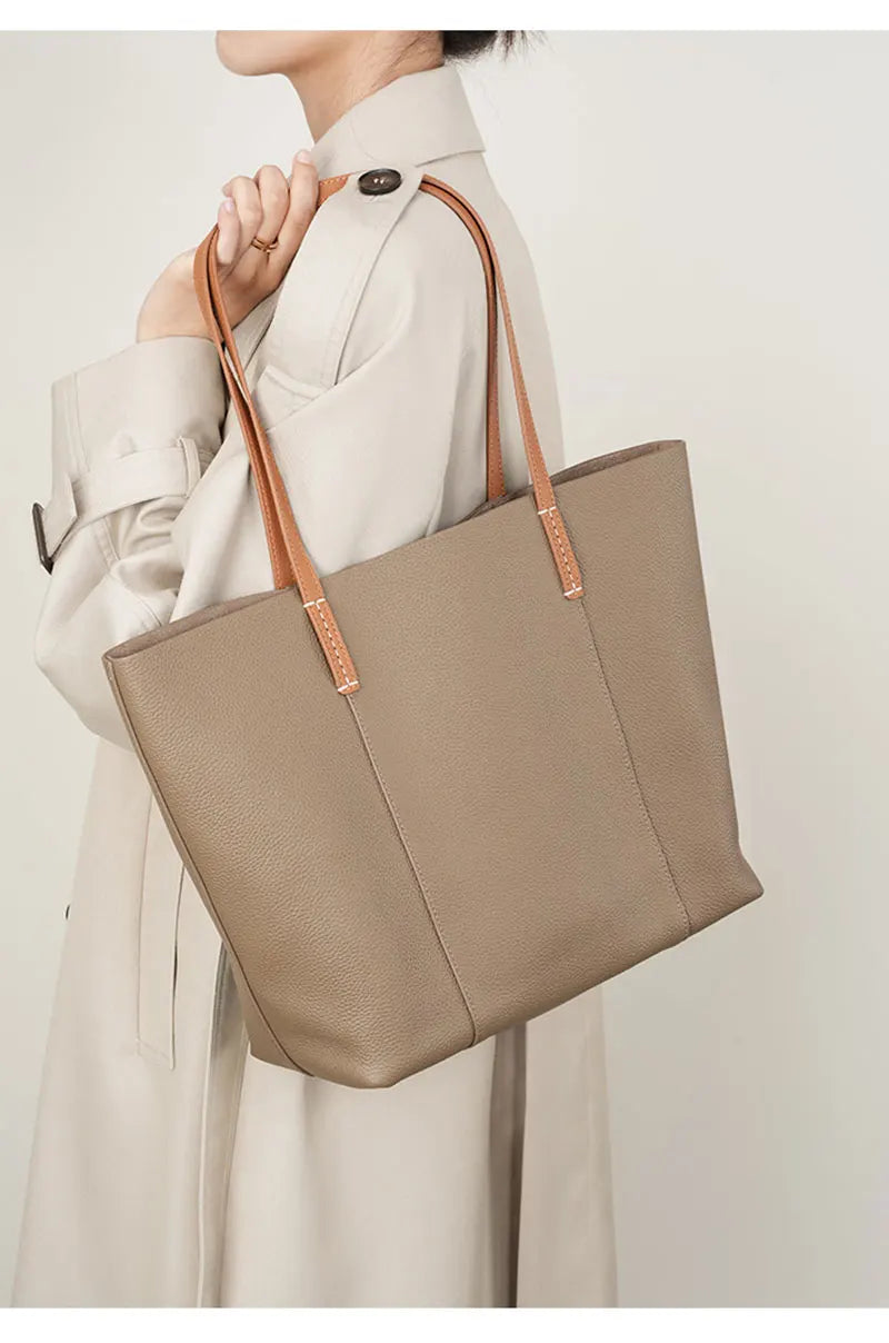 100% Genuine Leather Women's Tote Bags Luxury Designer Large Capacity Women Shoulder Bag Soft Cowhide Female Handbags 2378