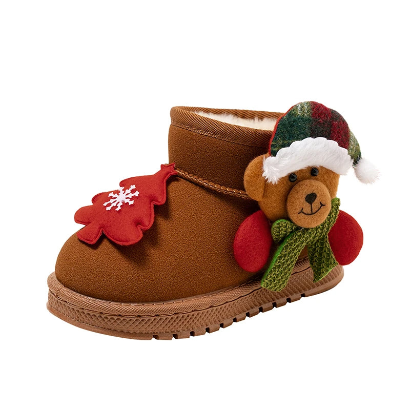 Kids Snow Boots Christmas Gift Children Short Boots with Thick Warm Fur 2025 Winter New Boys Girls Ankle Boots Round Toes Soft
