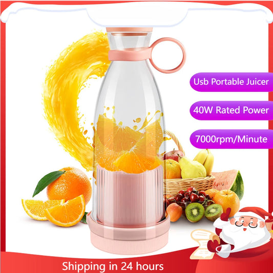 1PC Rechargeable Mixers Fresh Fruit Juicers Blue/Pink Usb Portable Juice Bottle Mini Fast Electric Blender Smoothie Ice Maker