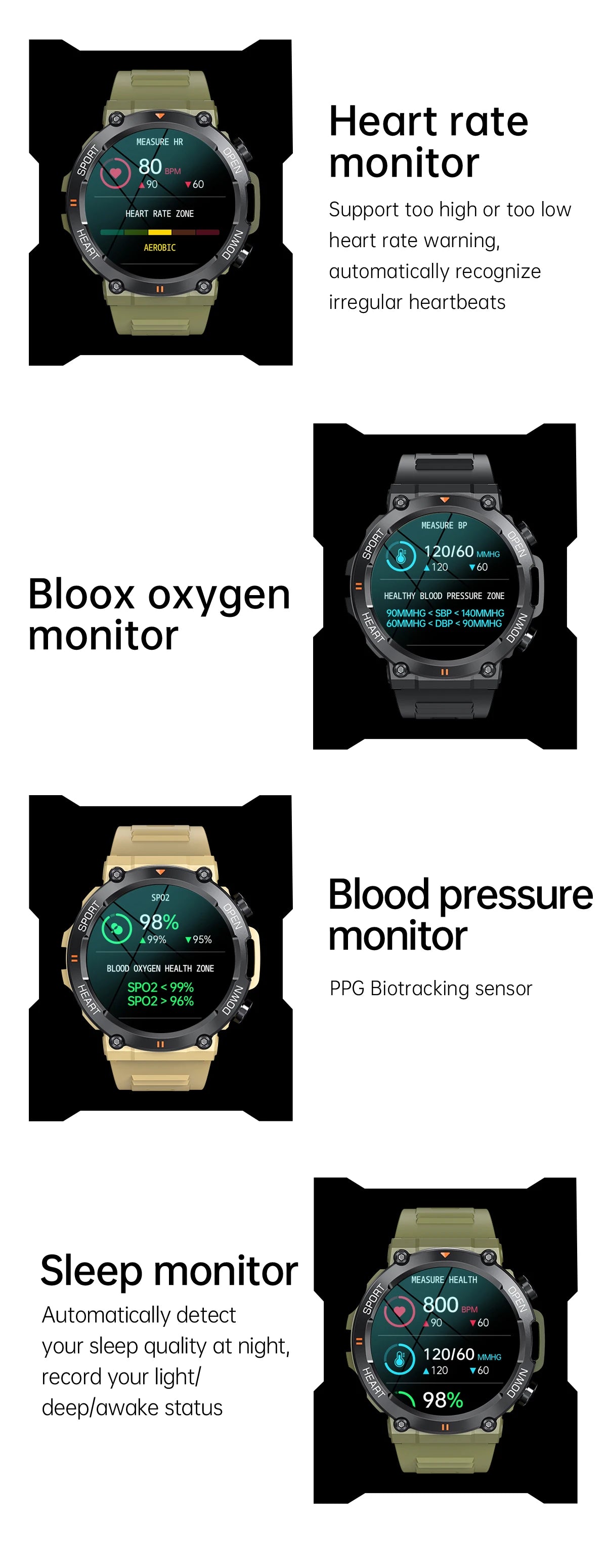 2023 Smart Watch Men Military Healthy Monitor 1.39 inch Bluetooth Call Fitness Waterproof Sport Smartwatch for IOS Android Phone
