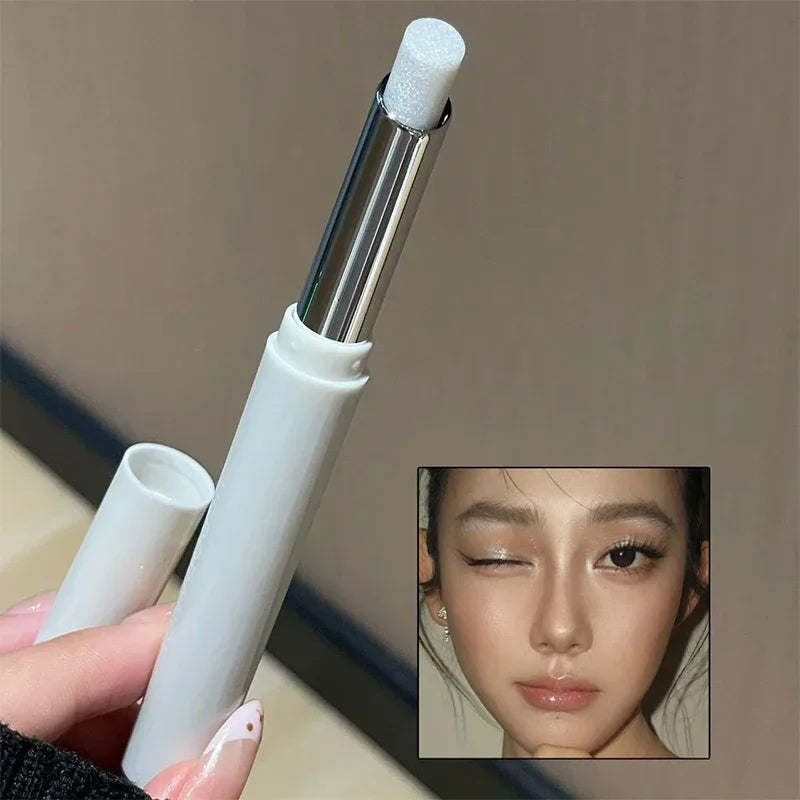 Shimmer Highlight Eyeshadow Pen Fine Pearly Glitter High-Gloss Eyeshadow Stick Makeup Smudge-Proof & Waterproof Eye Brightener