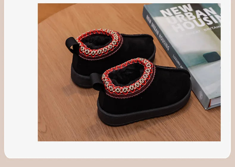 Baby Warm Snow Boots Winter 2026 New Fashion Children's Ankle Boots Girls Low-top Cotton Shoes Boys Plush Suede Short Boots