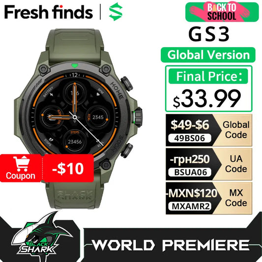 [World Premiere]Blackshark GS3 Smart Watch Global Version 1.43"AMOLED Display 5ATM 21 Day Battery Life GPS Satellite Positioning