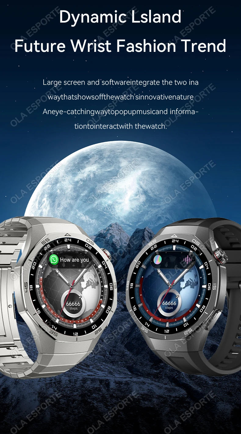 2025 New Smart Watch Men Watch 5 Pro 1.52 AMOLED Screen Bluetooth Call GPS Trajectory NFC Heart Rate Dynamic Lsland SmartWatches