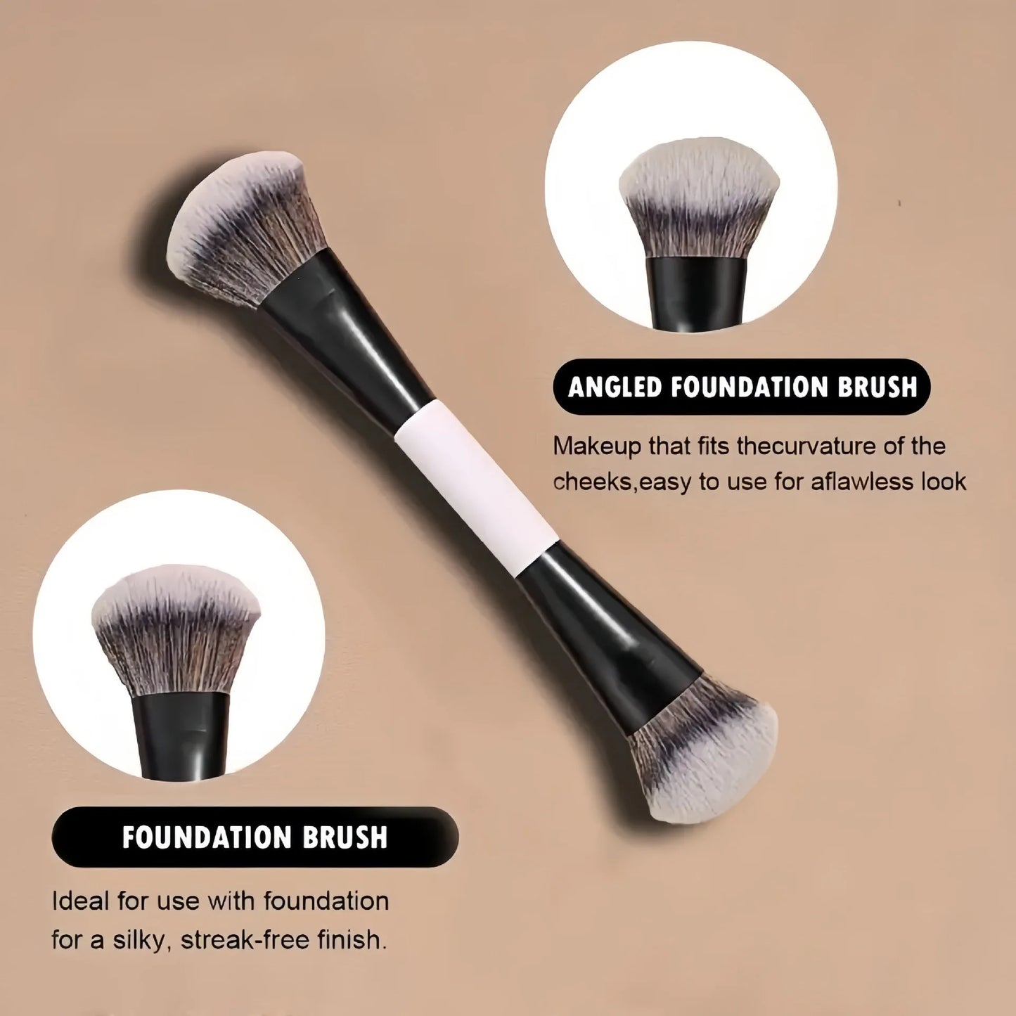 1pcs Double Head Makeup Brushes Flat Angled Foundation Concealer Contour for Blending Loose Powder Liquid Cream Cosmetic Tools
