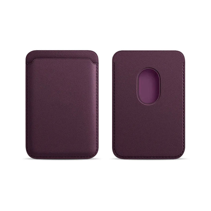 Magnetic Leather Card Sleeve Card holder for Phone 17 16 15 14 13 12, Men & Women Adhesive Back Case, Portable Card Pocket Cover