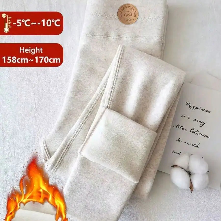 Women's Winter Leggings Thermal Velvet Cotton Slimming Tights with Fleece Pant Apricot Stretch Gray Thick Warm Thermo Leggings
