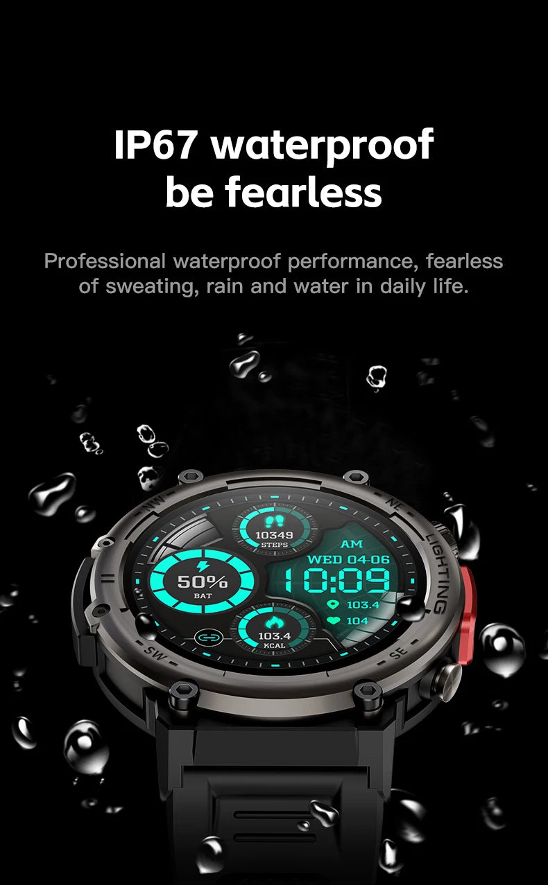 Imosi Hot Outdoor Smart Watch Men With Flashlight Sport Fitness Bracelet Blood Pressure IP67 Waterproof Smartwatch For Android