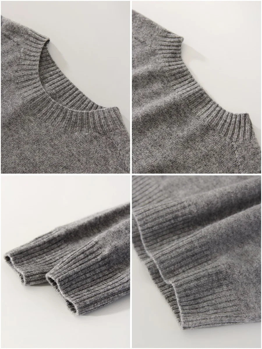 Women Cashmere Sweaters Burgundy O Neck Warm Knitted Brown Pullover Jumper Autumn Winter Wool Sweater Woman Purple Knit Top