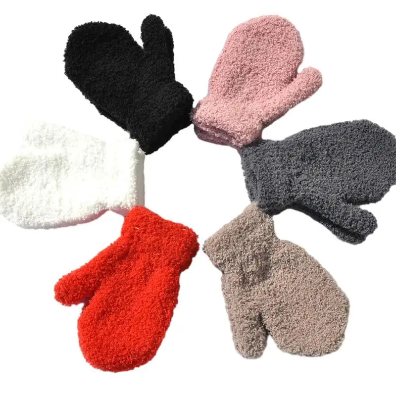 Winter Baby Gloves Warm Plush Kids Mitten for Girls Boys Soft Coral Fleece Full Finger Gloves Toddler Infant Accessories 1-4Y