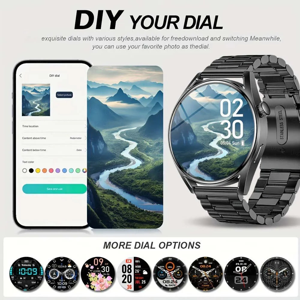 Smartwatch Men's Watch Business Watch Sporty Casual Watch 1.52 Inch Screen Features Multiple Sports ModesMusic Control Perfect