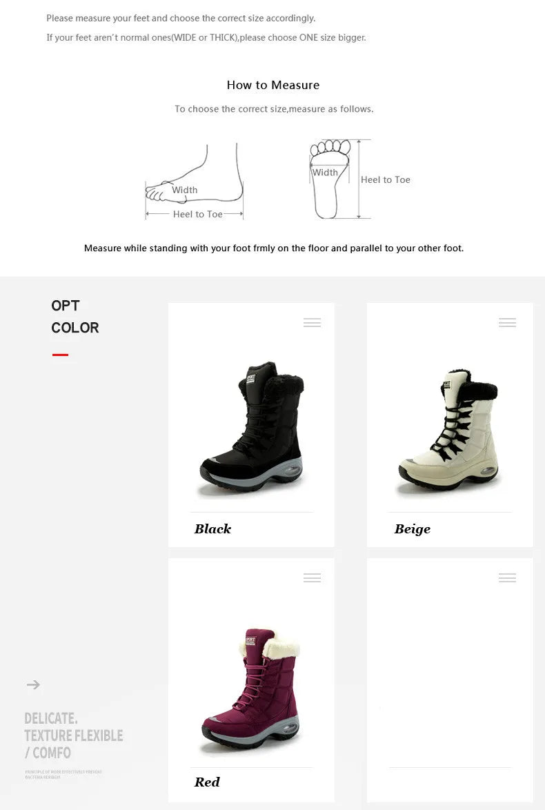 Women's Boots Winter High Quality Keep Warm Mid-Calf Waterproof Snow Boots Women Comfortable Ladies Thigh High Hiking Boots