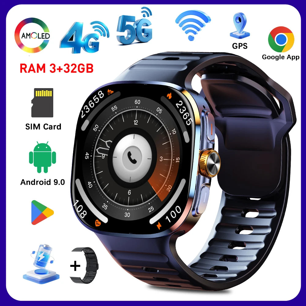 NEW Smartwatch 5G with 2.4" HD Screen 190° Rotating Camera WIFI 3D Stereo Navigation Compass NFC Bluetooth Smart Watch Men Women