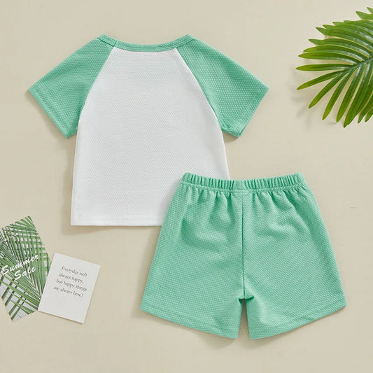 Toddler Baby Girl Boy Summer Clothes Raglan Short Sleeve Shirt Shorts Set Infant 2Pcs Casual Outfits 2T 3T