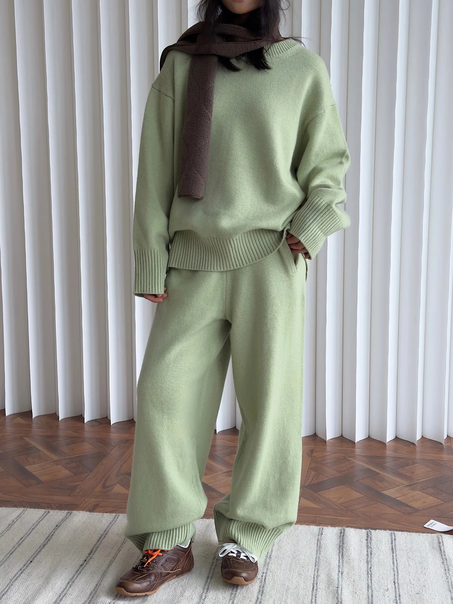 Women Sweater Suits High Quality 50% Wool Pullover With Knitted Pants Two Piece Sets Tracksuits Ladies Outfits Winter Clothes