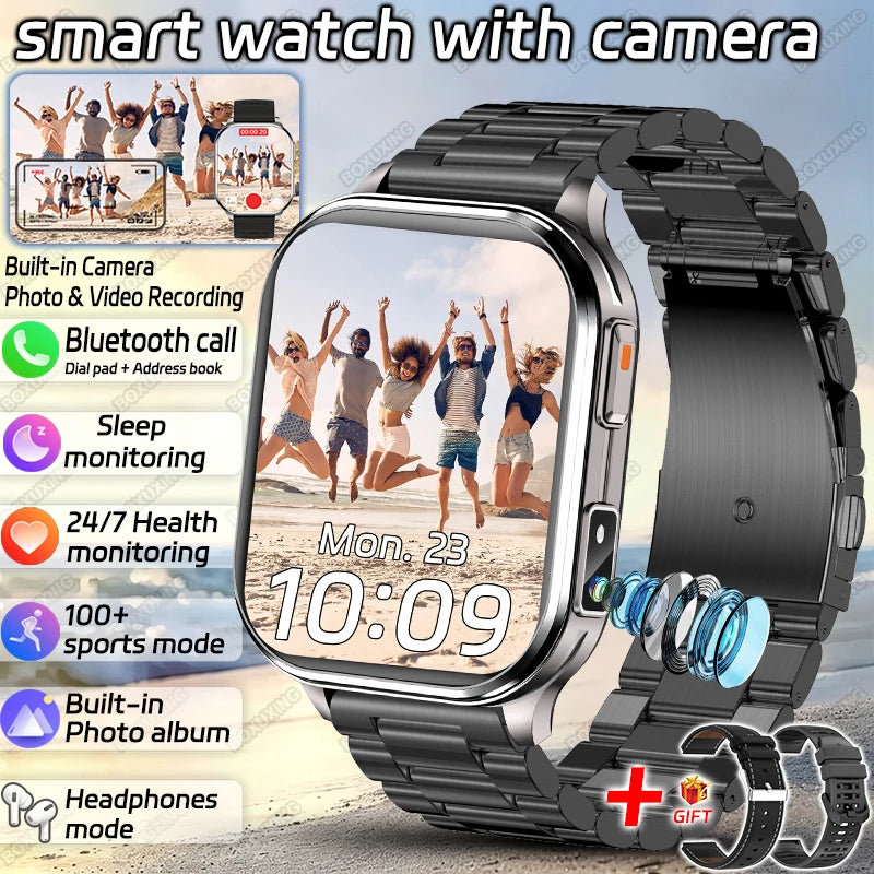 2026 New Smart Watch With Camera Men Women Photos Record Video Health Sports Fitness IP68 Waterproof Call Recording Smartwatches