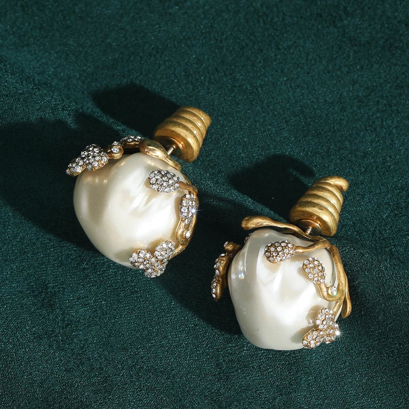 Baroque Style Freshwater Pearls Necklace Jewelry Sets For Women Gold Color Wedding Ring Set Bridal Nightwear Pendant 2025 Trend